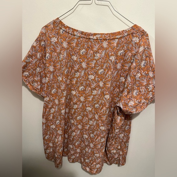 J . Jill top size XL orange floral top - Picture 4 of 8